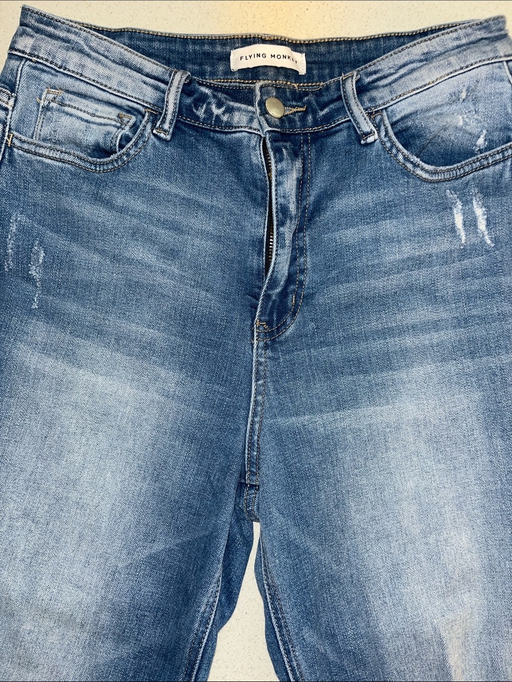 Flying Monkey Men's Light Blue Washed Straight Jeans